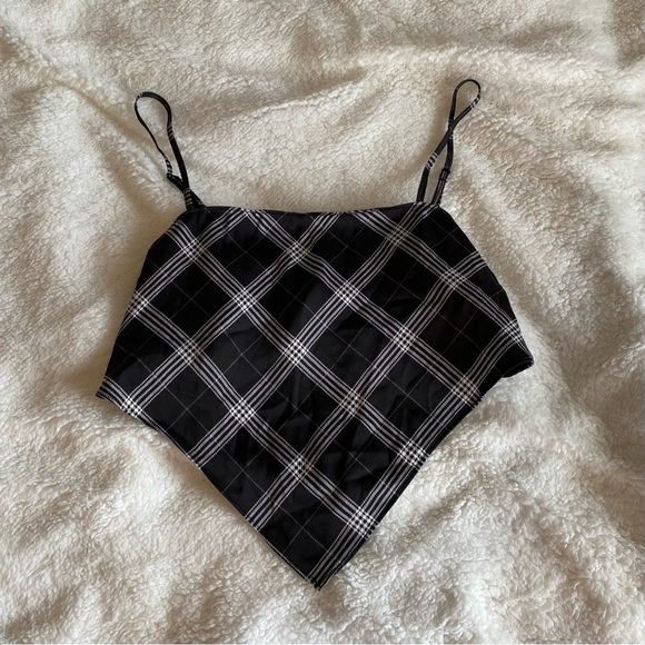 H&M black and white checkered bandana tanktop size xs - Picture 1 of 3